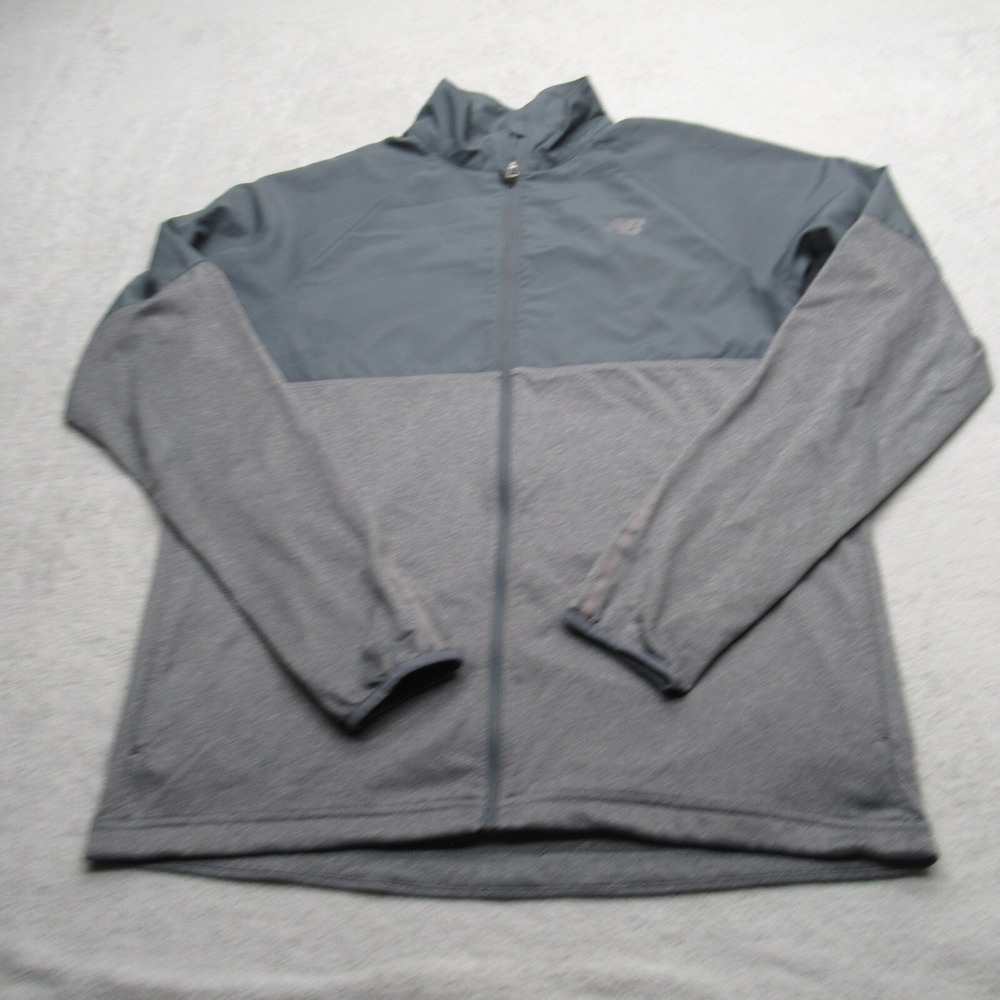 New Balance Jacket Men Small Gray Reflective Tag Full Zip Running Training